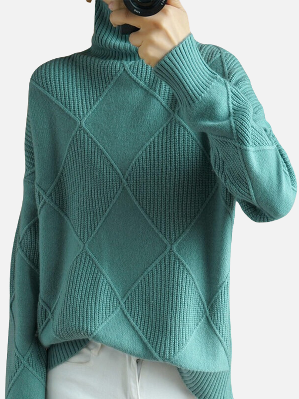 Susanne | Suéter de Cuello Alto con Patrón de Diamante