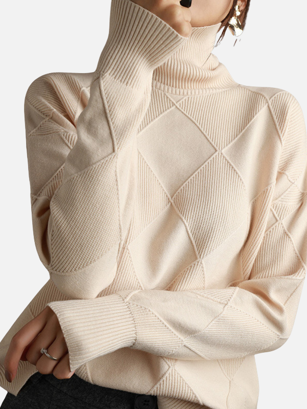 Susanne | Suéter de Cuello Alto con Patrón de Diamante
