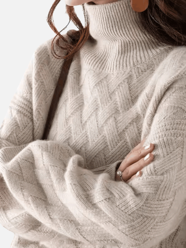 Anne | Suéter de Cuello Alto en Tejido Texturizado Suave
