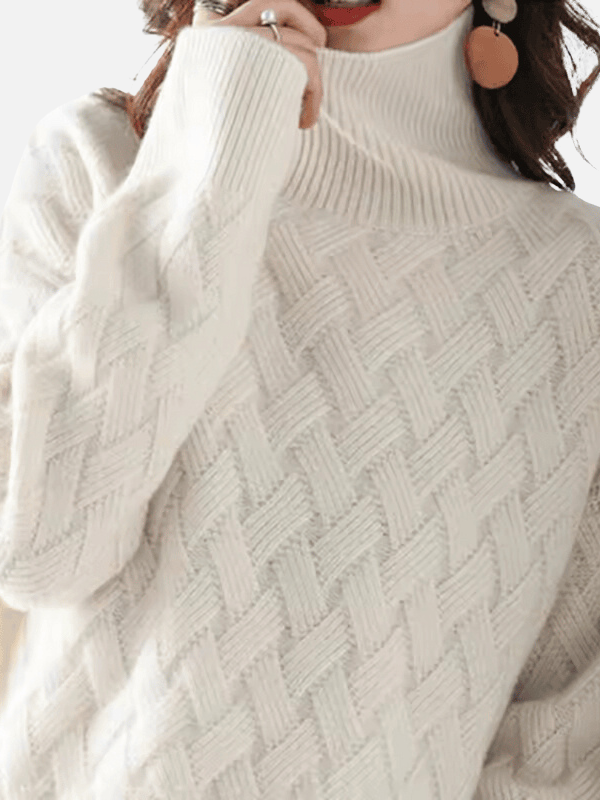 Anne | Suéter de Cuello Alto en Tejido Texturizado Suave