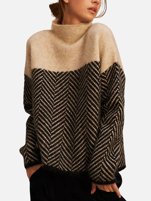 Camilla | Jersey de Cuello Alto con Patrón de Espiga