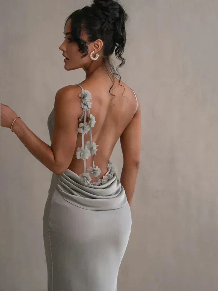 Cassiane - Vestido Floral de Satén