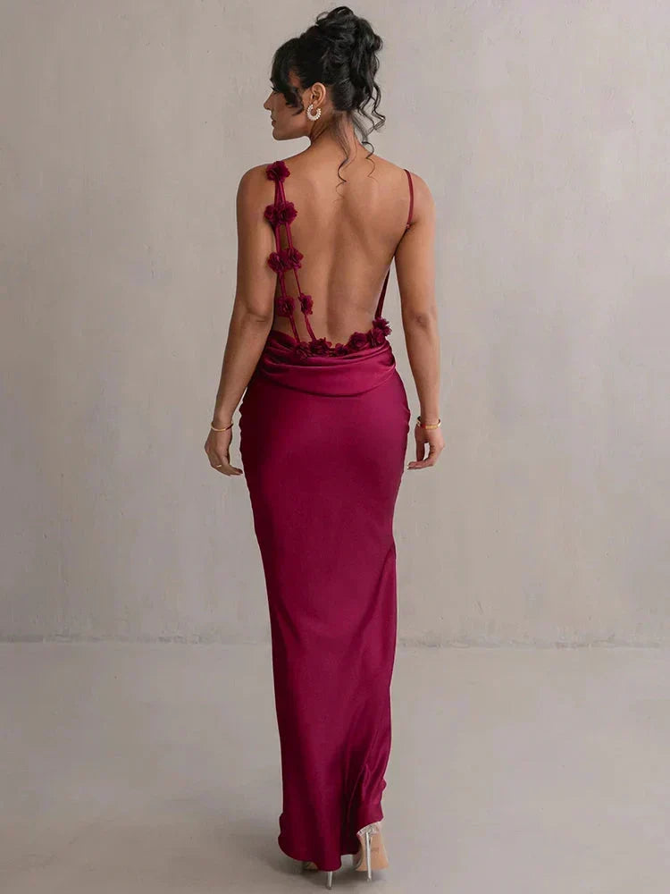 Cassiane - Vestido Floral de Satén