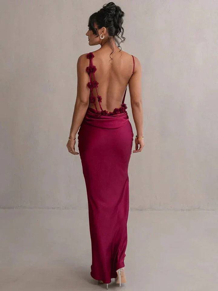 Cassiane - Vestido Floral de Satén