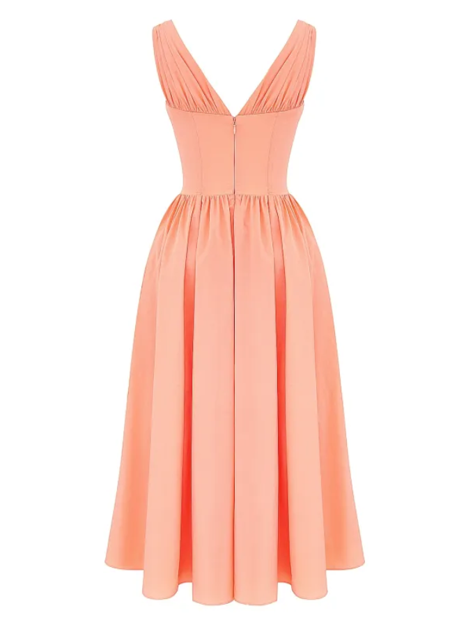Ariana - Vestido Midi con Corsé y Escote en V
