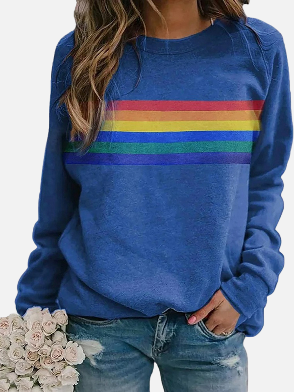 Helle | Sudadera con Rayas de Arcoíris, Cuello Redondo