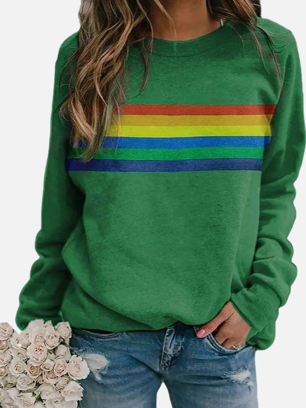 Helle | Sudadera con Rayas de Arcoíris, Cuello Redondo