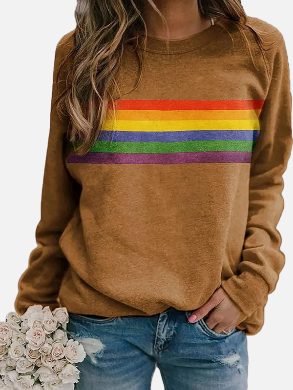 Helle | Sudadera con Rayas de Arcoíris, Cuello Redondo