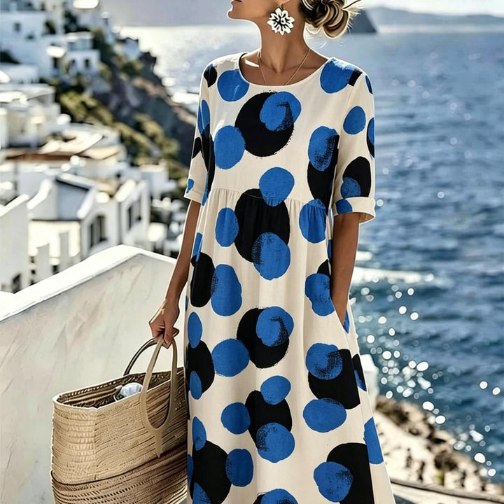 Celeste™ | Vestido Midi con Lunares Costero