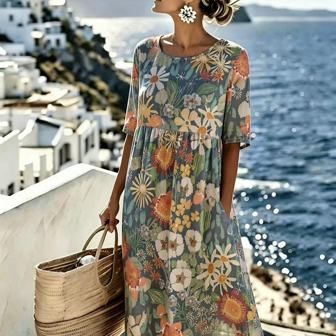Evie™ - Vestido Floral Elegante para el Verano en Longitud Midi