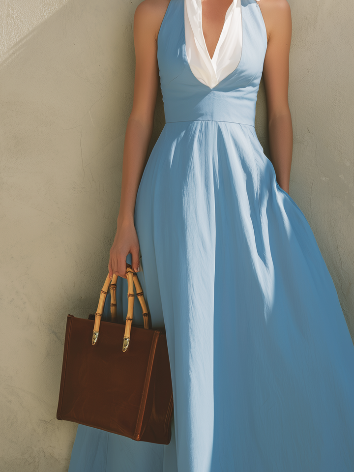 Charlotte - Vestido Largo Sin Mangas Azul Claro
