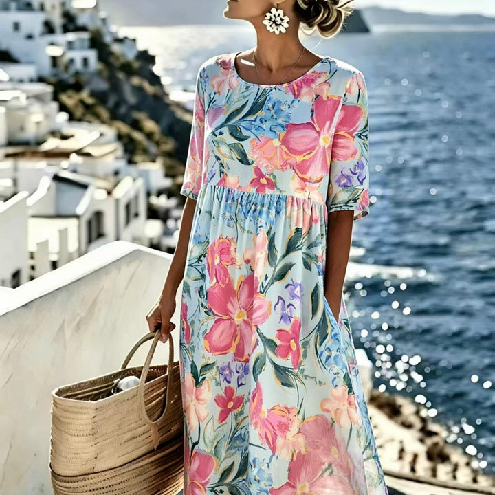 Evie™ - Vestido Floral Elegante para el Verano en Longitud Midi