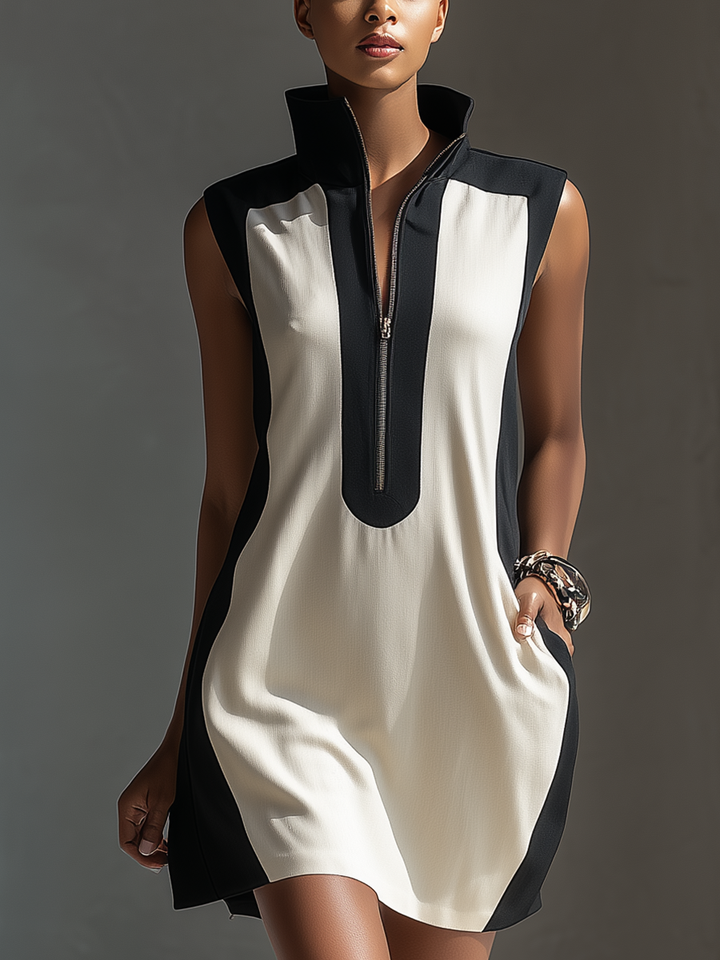 Emily - Vestido Mini Bicolor Negro y Blanco