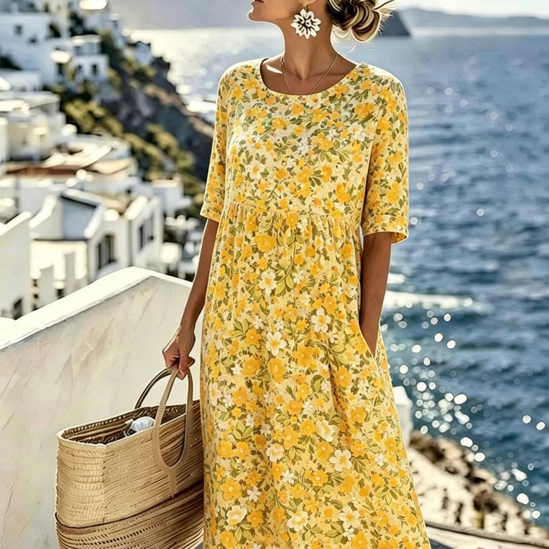 Marigold™ | Vestido Midi Pradera de Flores Silvestres