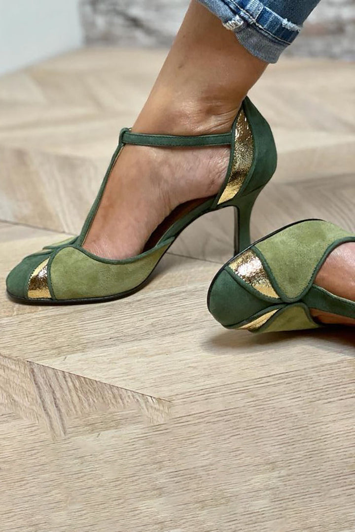 Carley™ - Tacones Altos T-Strap de Patchwork
