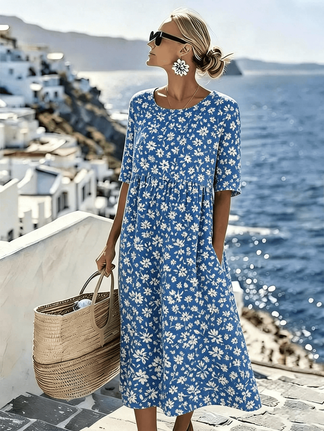 Grace™ - Vestido Midi Floral Elegante de Verano