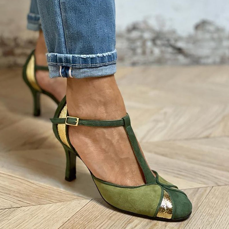 Carley™ - Tacones Altos T-Strap de Patchwork