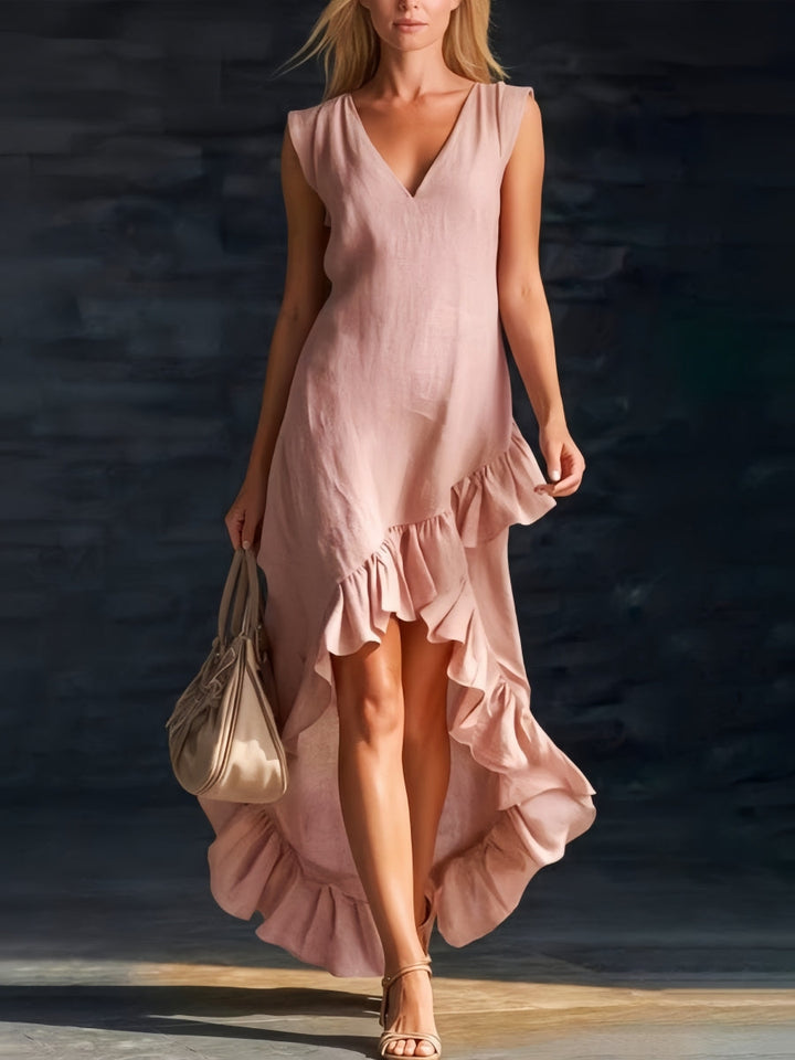 Sienna | Vestido Boho de Camisa con Volantes de Corte Alto-Bajo