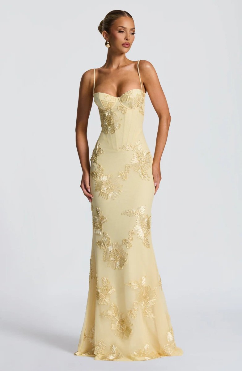 Vestido Maxi Ajustado con Encaje