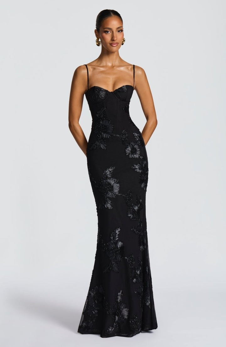 Vestido Maxi Ajustado con Encaje