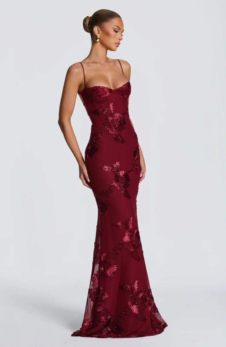Vestido Maxi Ajustado con Encaje