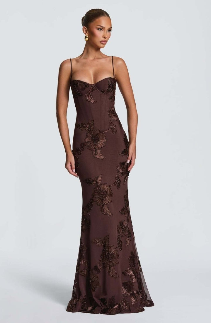 Vestido Maxi Ajustado con Encaje