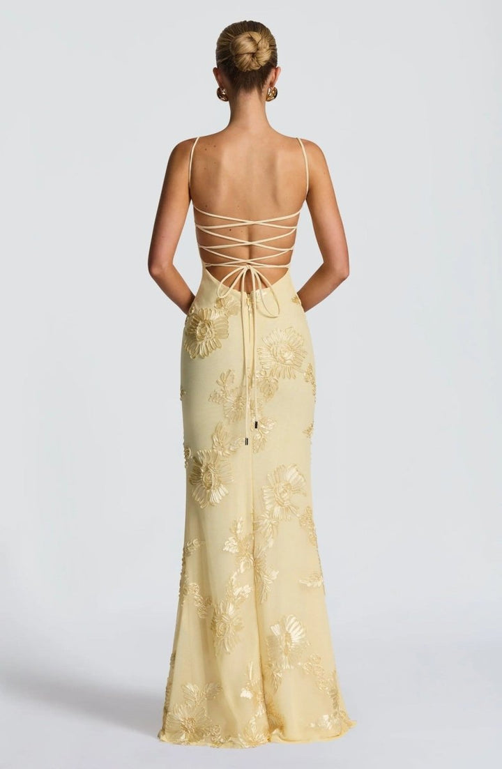 Vestido Maxi Ajustado con Encaje