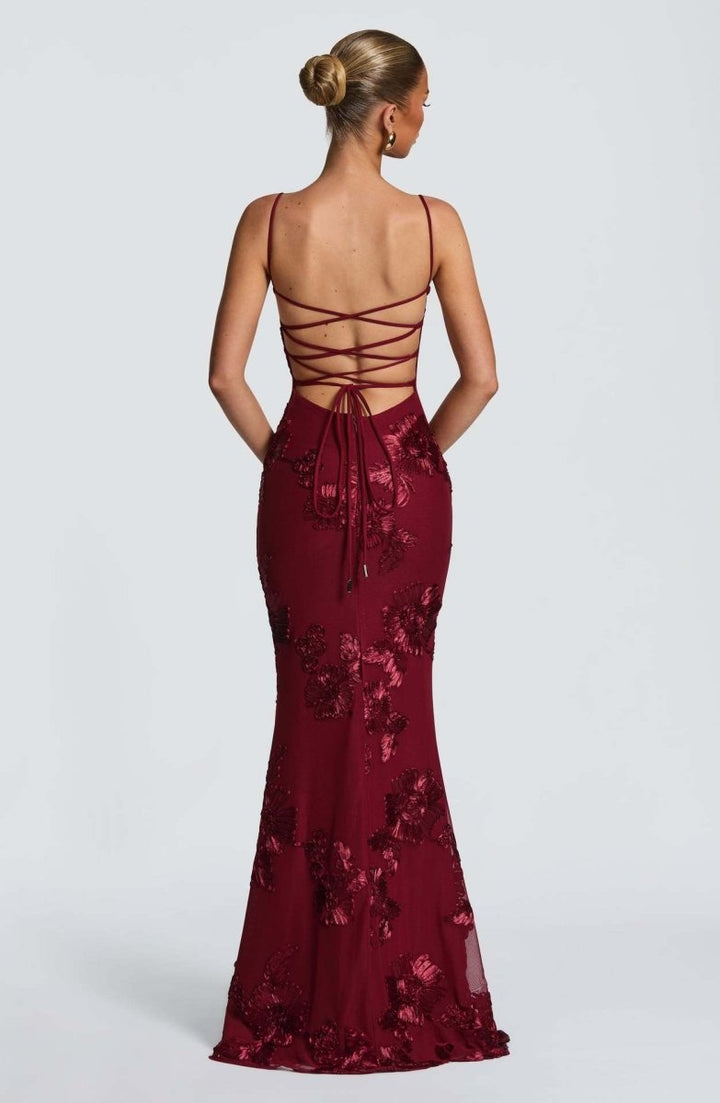 Vestido Maxi Ajustado con Encaje