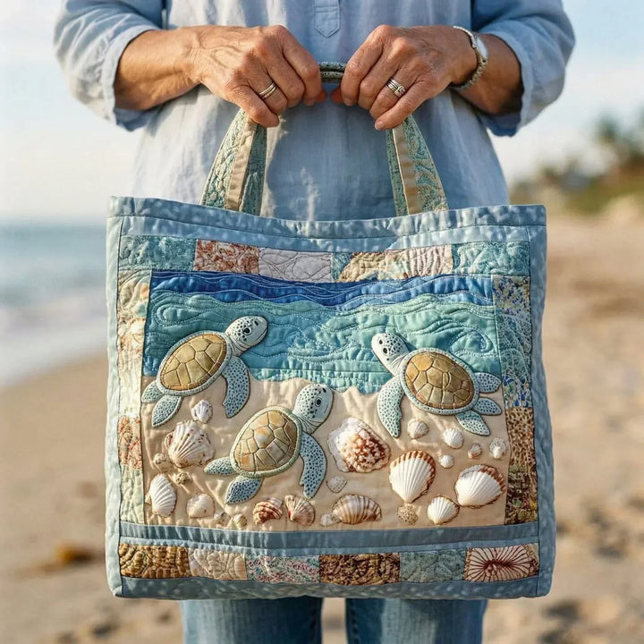 Bolso Tote Acolchado Artesanal - Tortugas Marinas