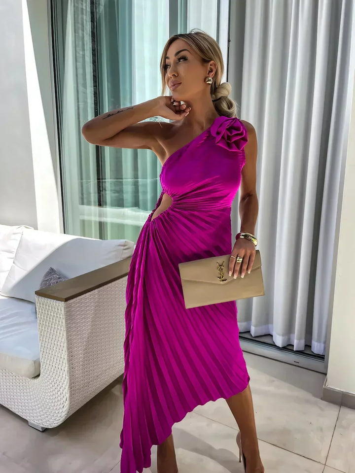 Lizbeth - Vestido Maxi Floral de Un Hombro