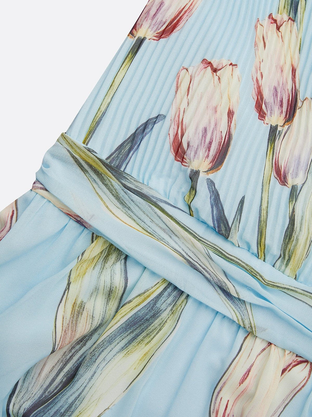 Nerea - Vestido Maxi Elegante con Estampado de Tulipanes y Escote en V