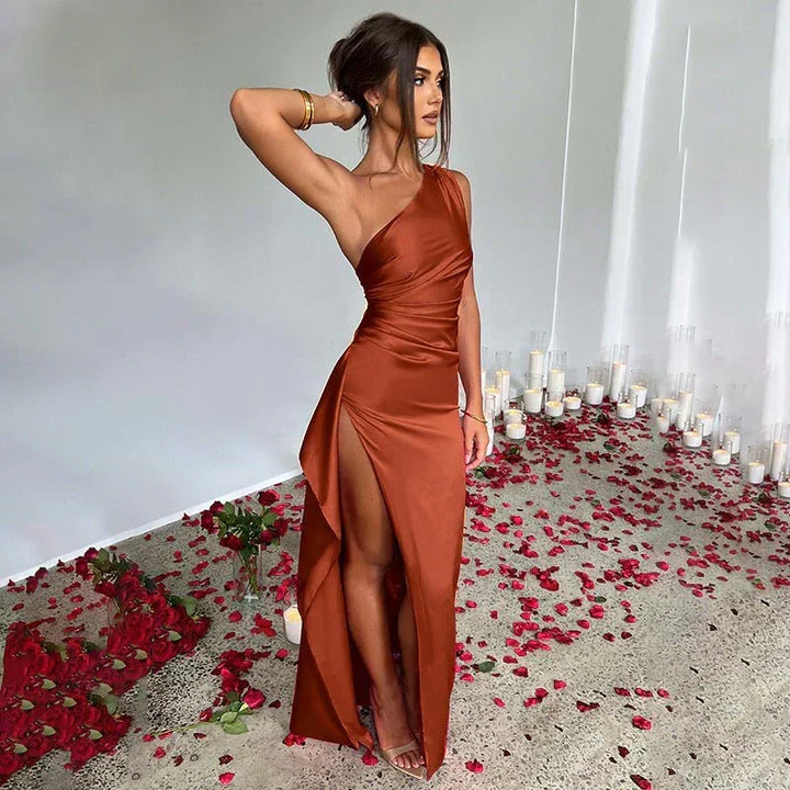 Inez - Vestido Maxi Elegante con Una Banda en el Hombro