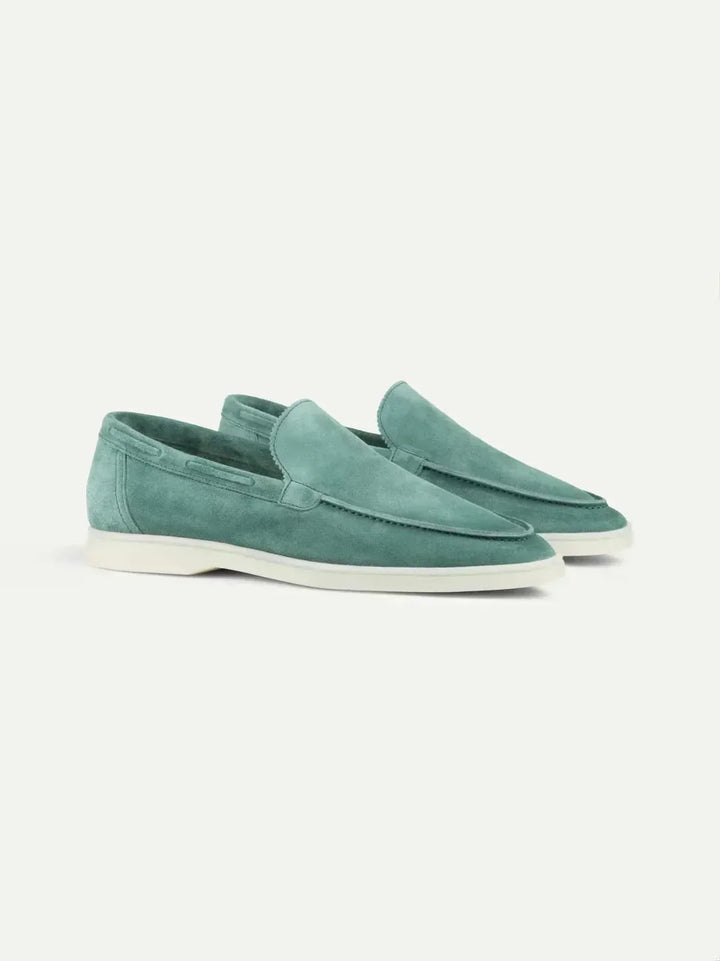 Mocasín Clásico de Ante Azul Manzana