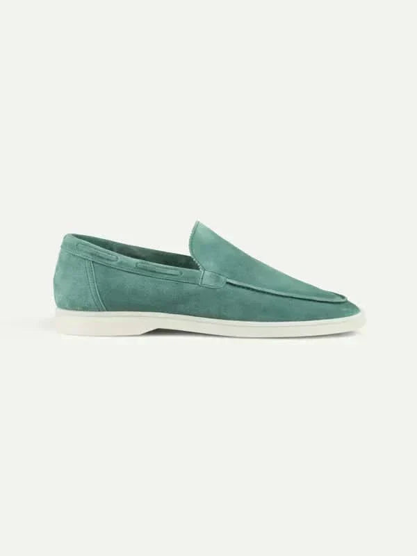 Mocasín Clásico de Ante Azul Manzana