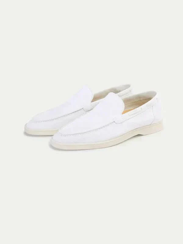 Mocasín Clásico de Ante Blanco Perla