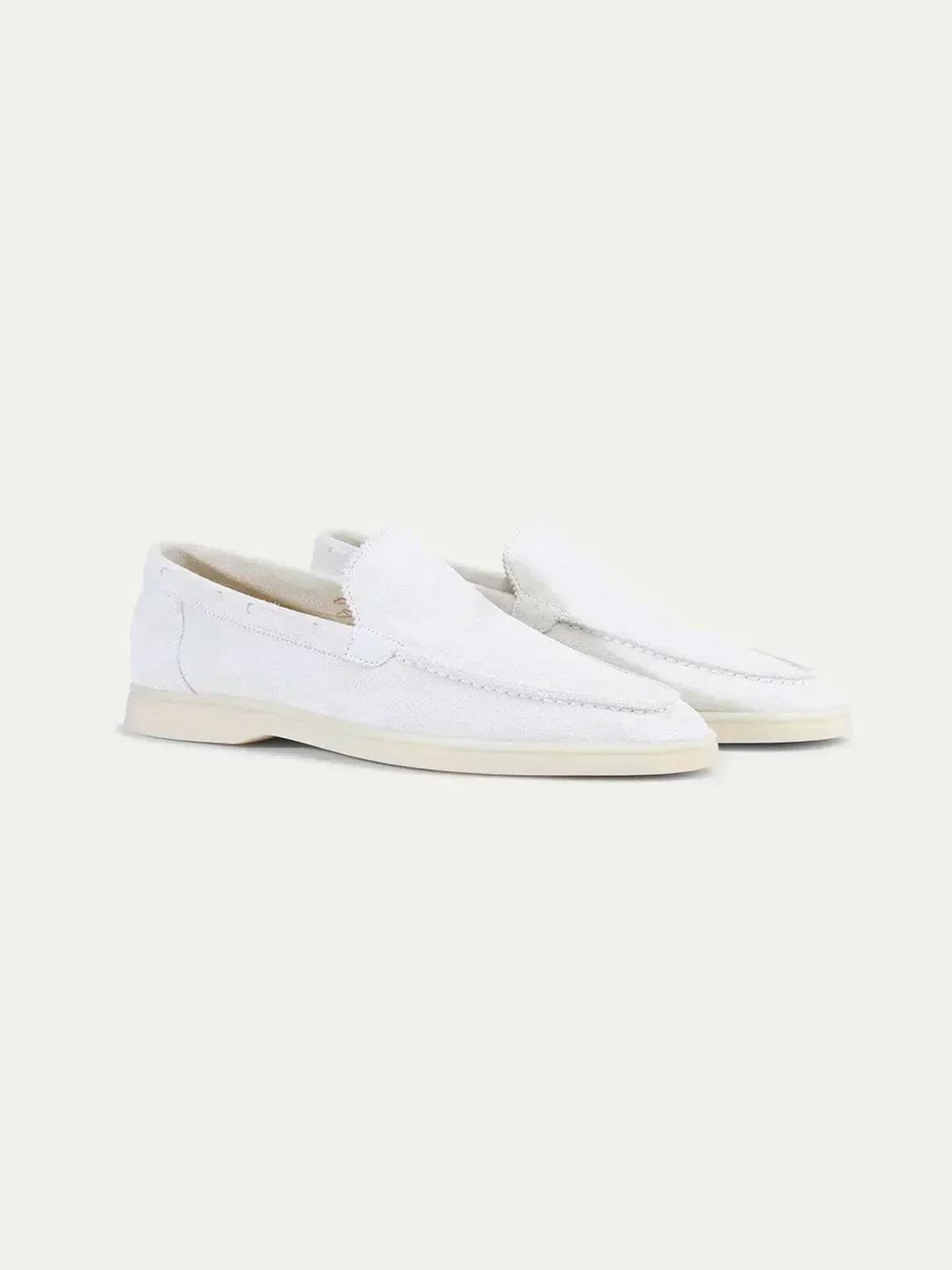 Mocasín Clásico de Ante Blanco Perla