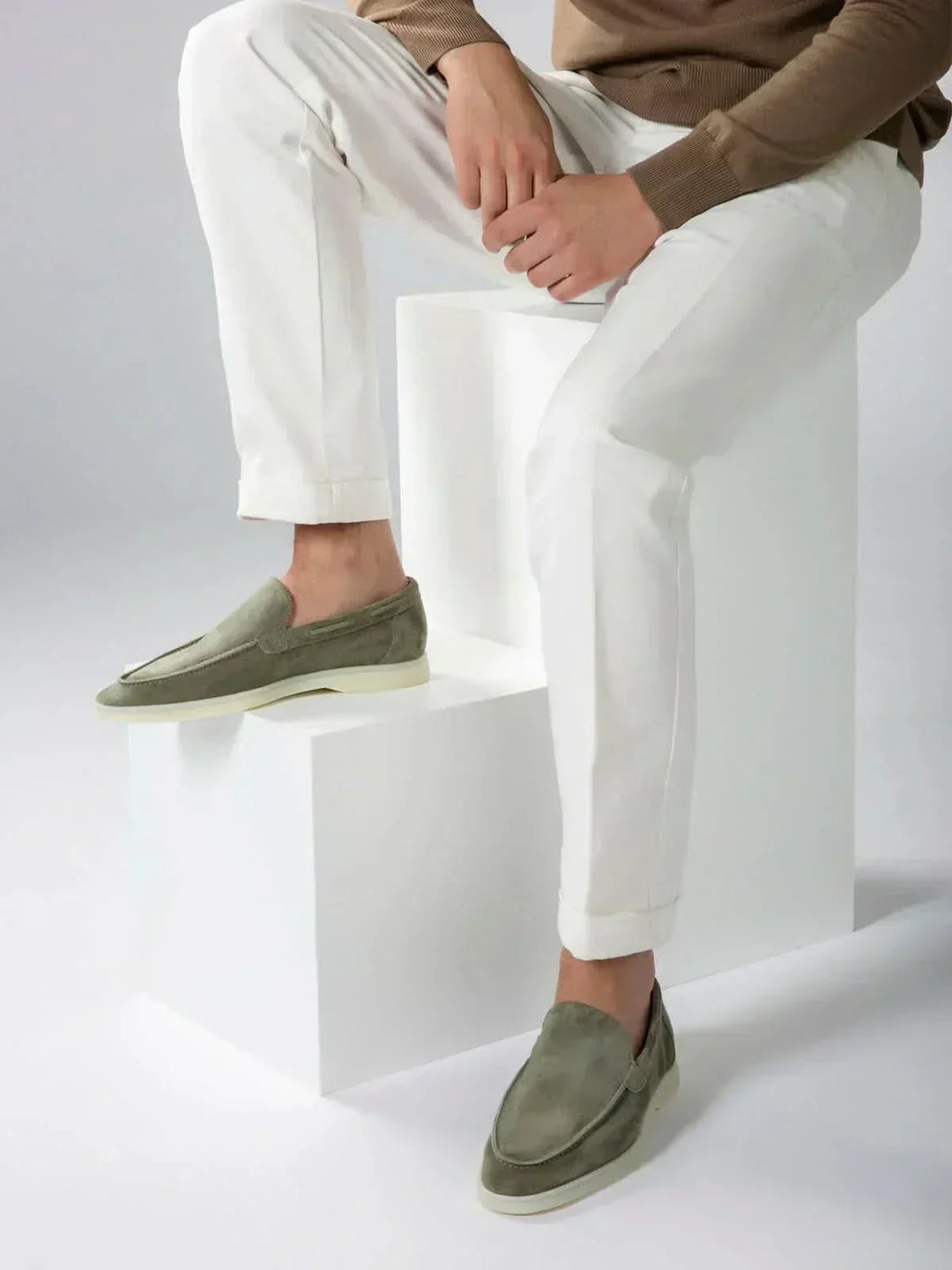 Mocasín Clásico de Ante Verde Oliva