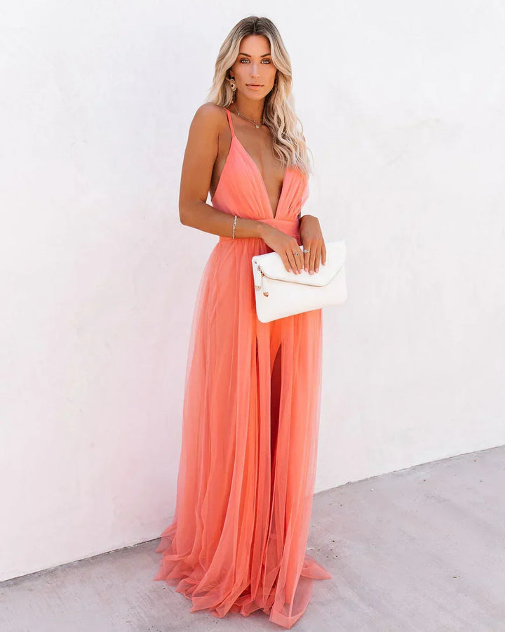 Vestido Maxi de Color Coral Willow